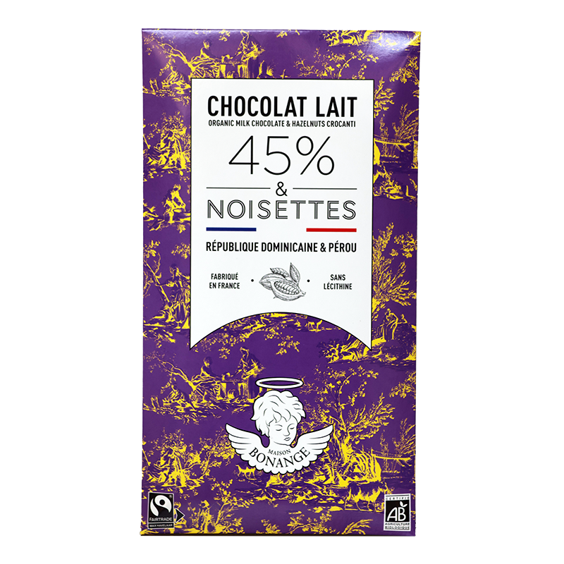 Lait 45% Bio & Crocanti Noisettes Toastées 80g