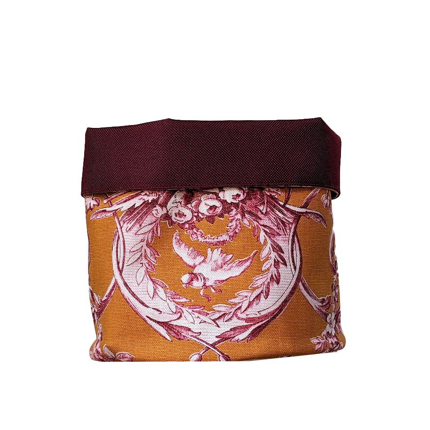 Panière - Collection Toile de Jouy Rose fond Orange