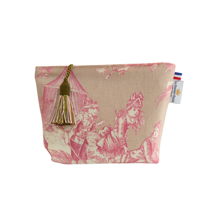 Trousse maquillage - Collection Toile de Jouy Bord de mer rose poudré