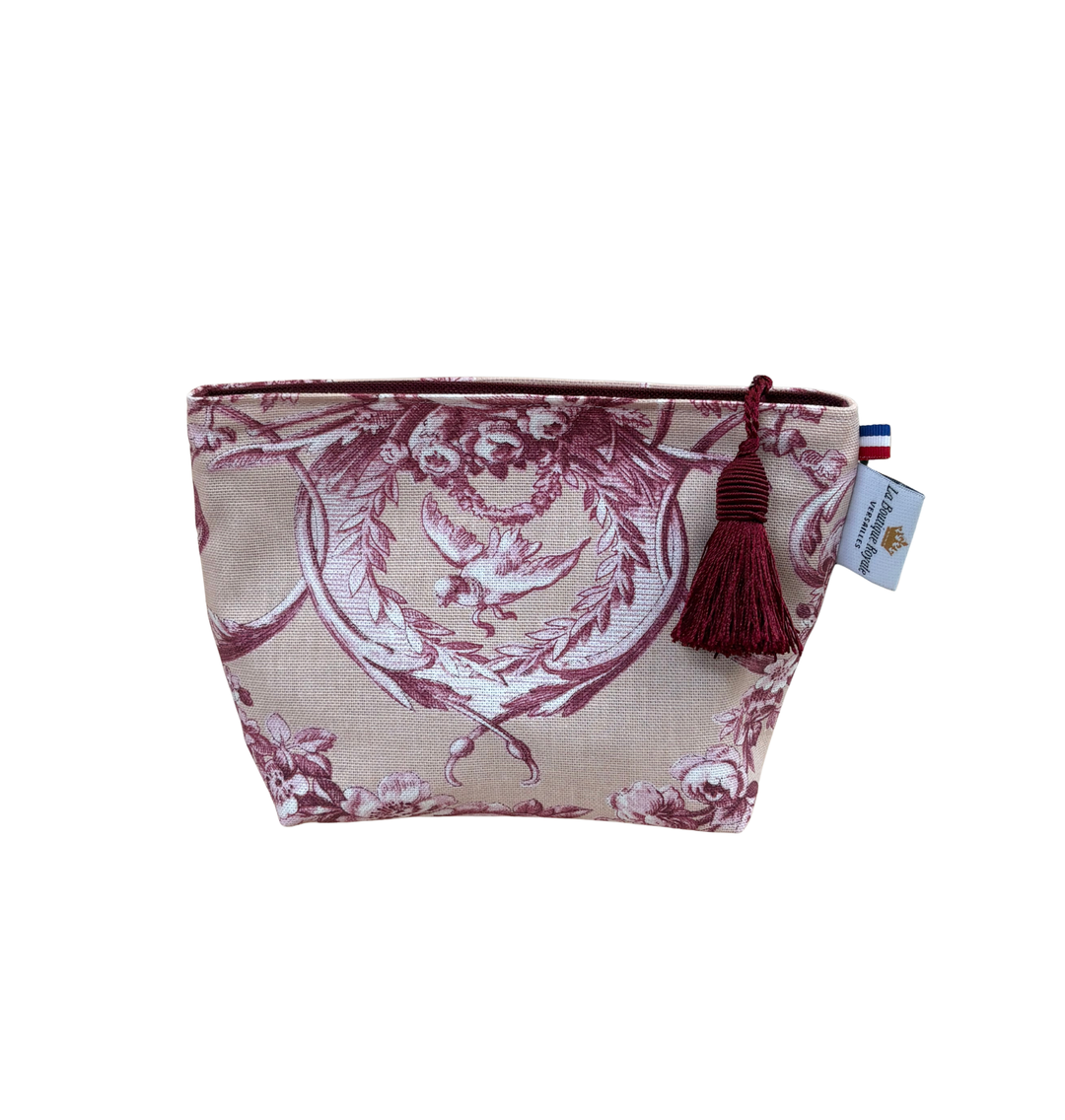 Trousse maquillage - Toile de Jouy Ludivine Rose Poudré
