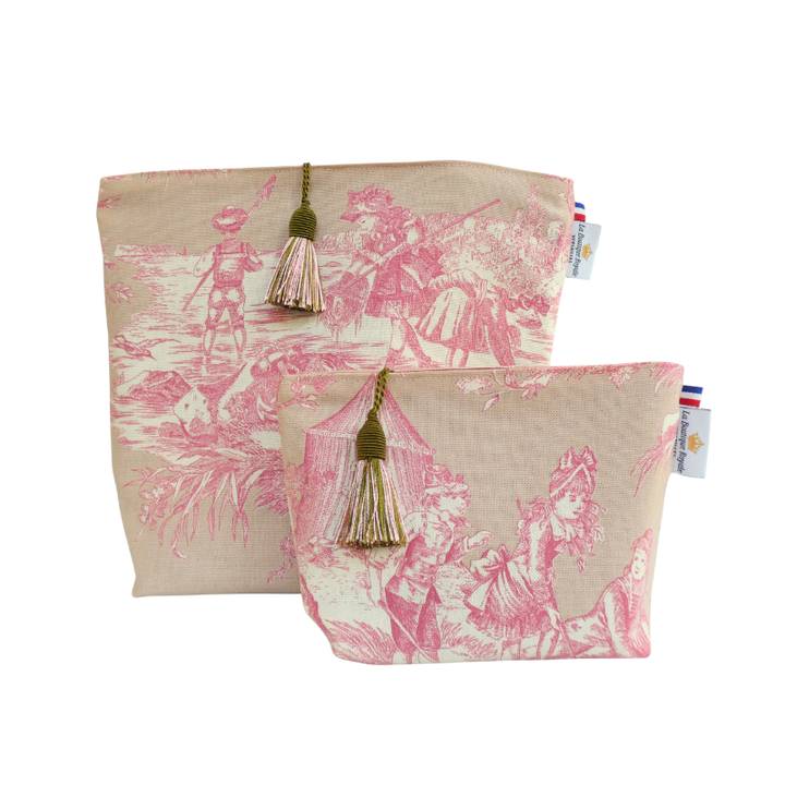 Trousse maquillage - Collection Toile de Jouy Bord de mer rose poudré