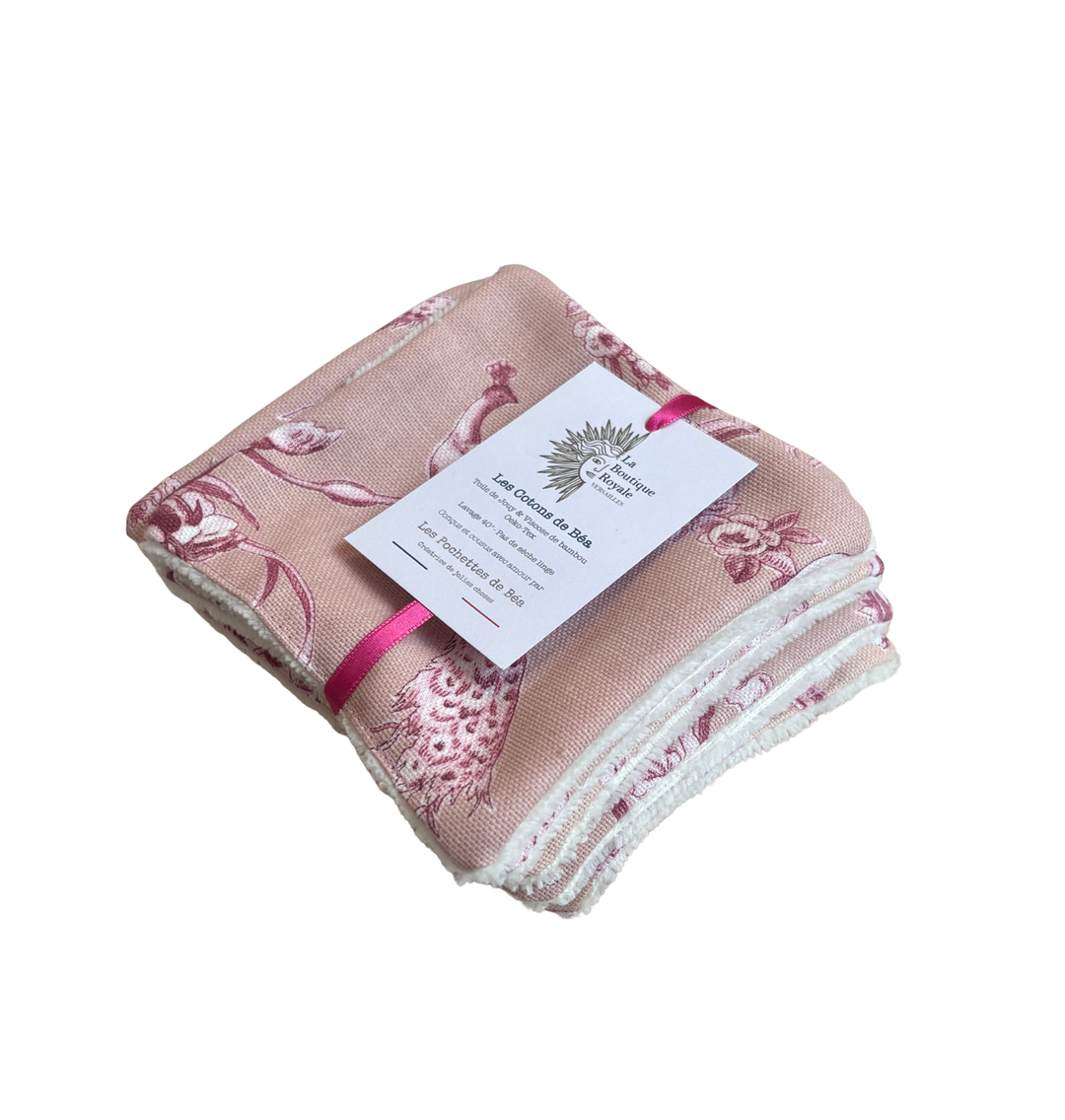 Cotons Démaquillants - Toile de Jouy Ludivine Rose Poudré