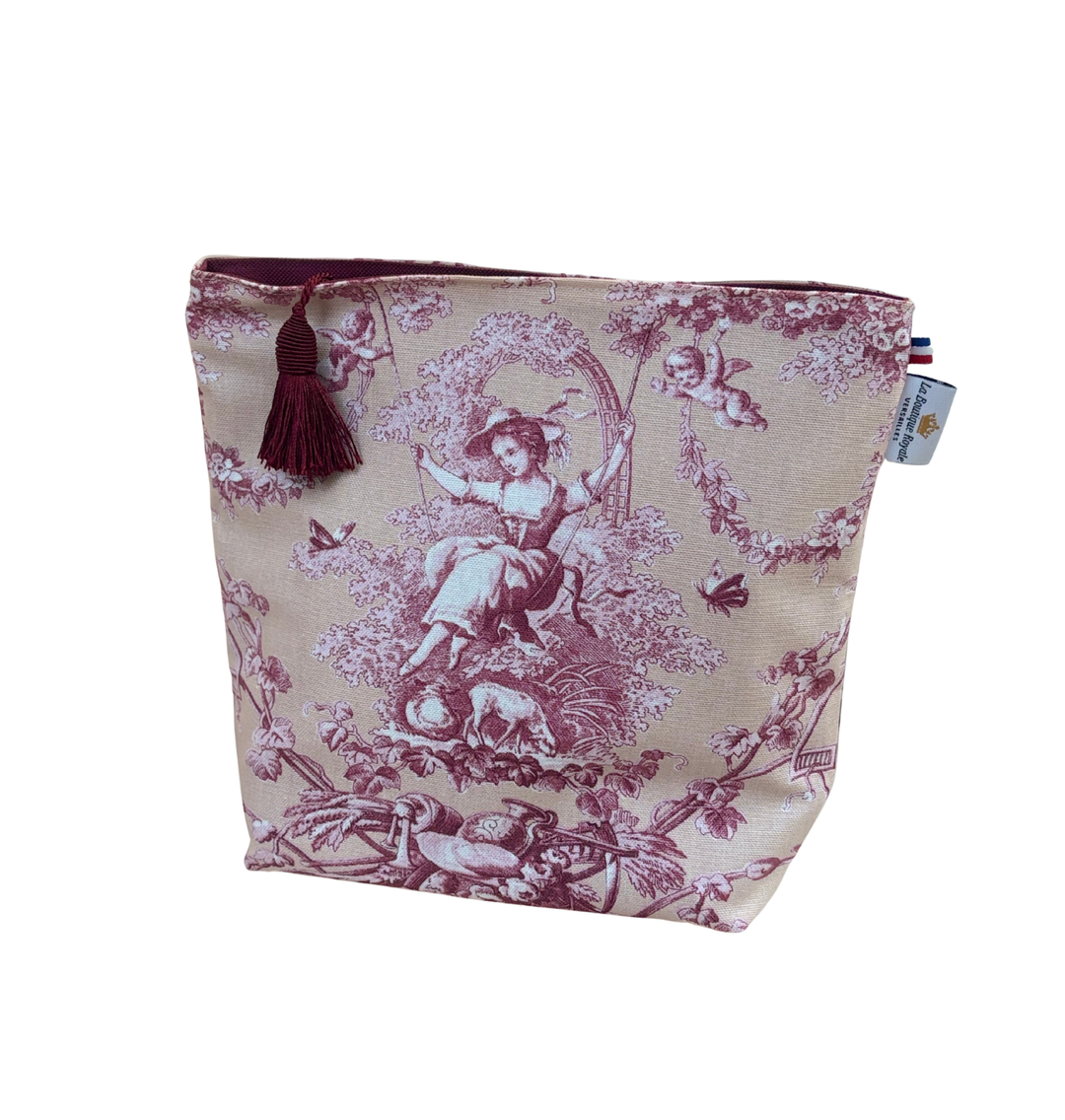 Trousse de Toilette - Toile de Jouy Ludivine Rose Poudré