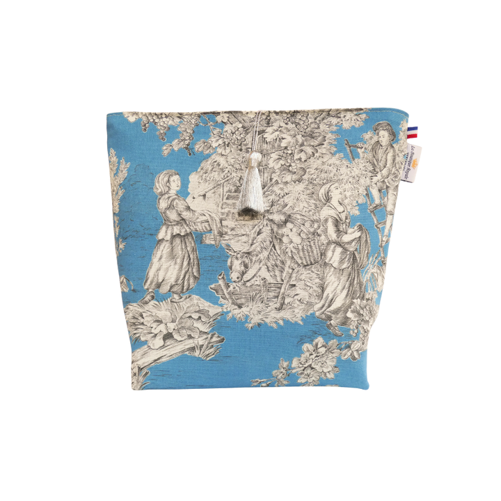 Trousse de Toilette - Collection Toile de Jouy Pastorale Bleu Glacier