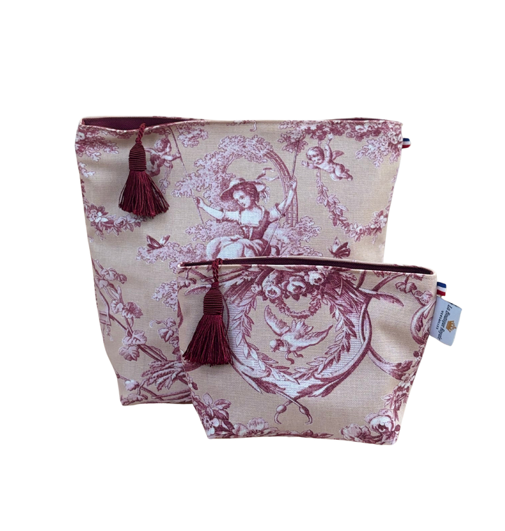 Trousse de Toilette - Toile de Jouy Ludivine Rose Poudré