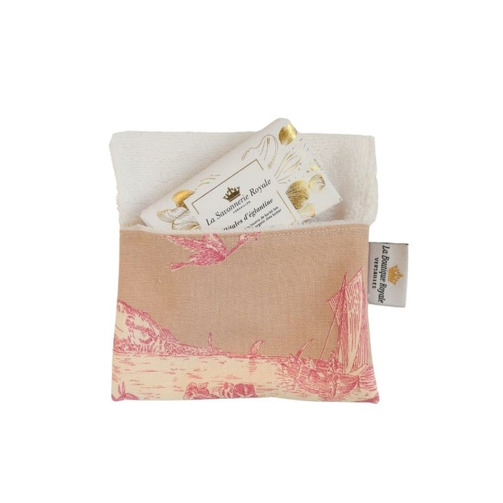 Pochette à Savon - Collection Toile de Jouy Bord de Mer Rose Poudré