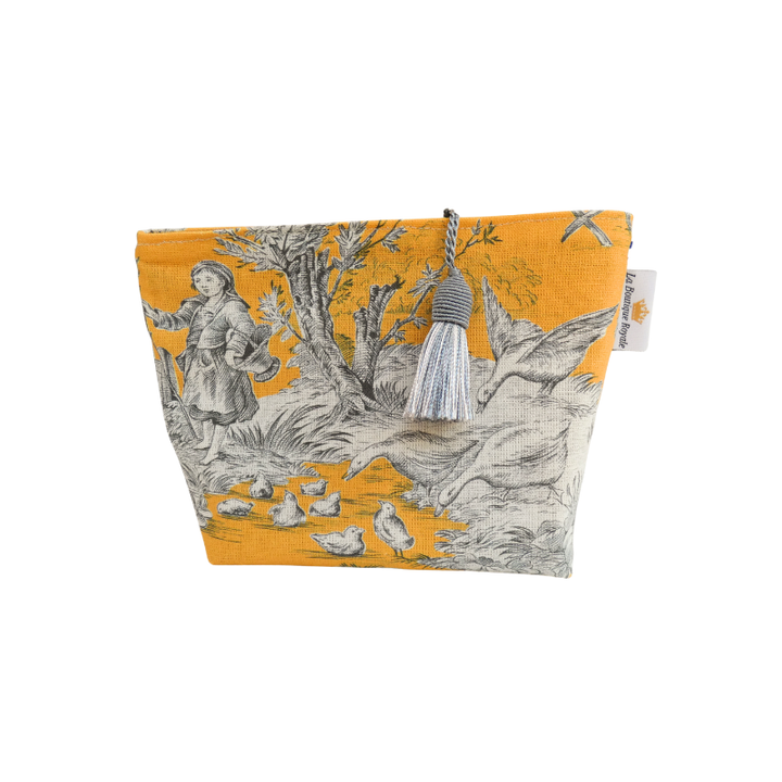 Trousse maquillage - Collection Toile de Jouy Pastorale moutarde