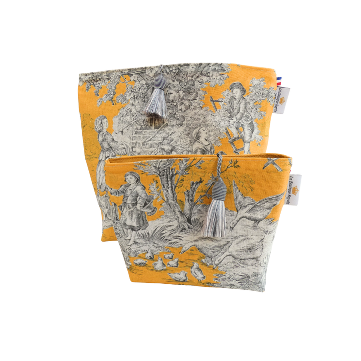 Trousse de Toilette - Collection Toile de Jouy Pastorale Moutarde