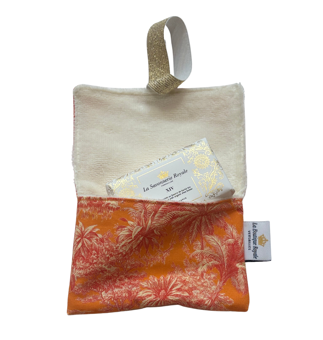 Pochette à Savon - Toile de Jouy Mini Maharani Orange Rouge