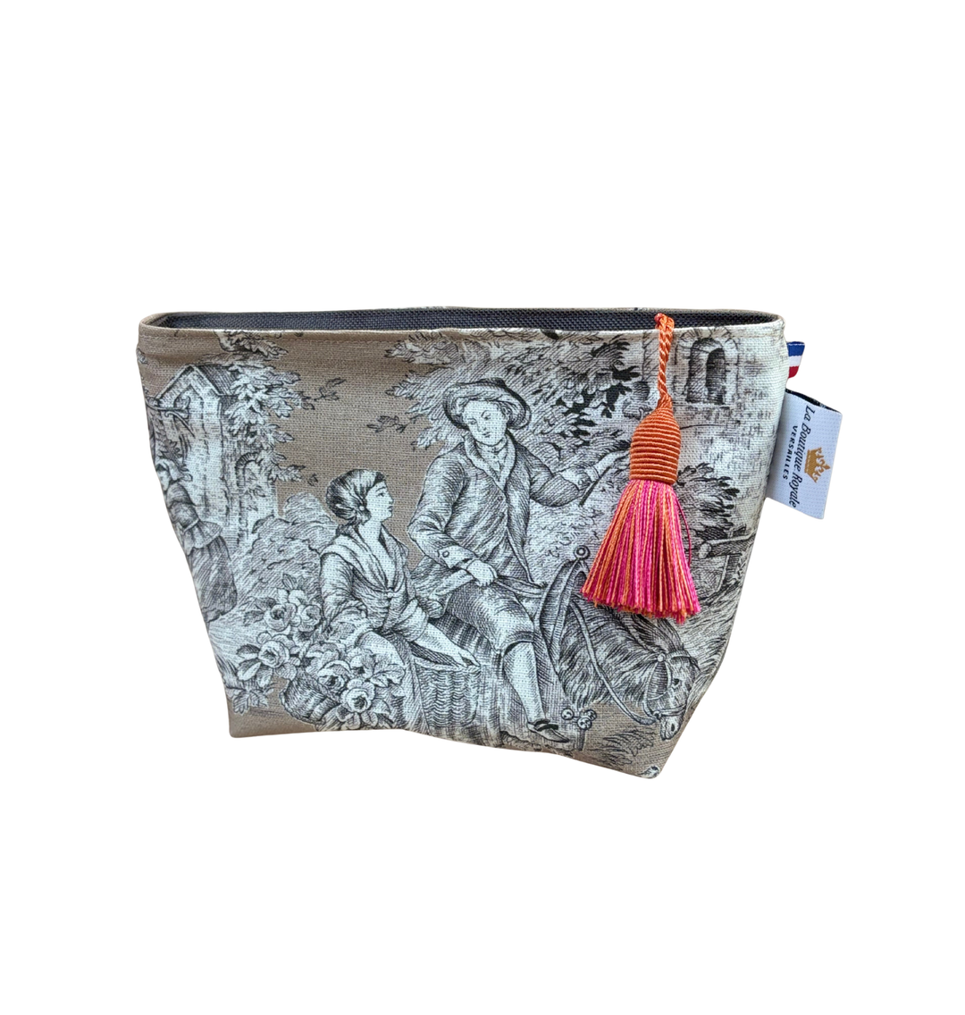 Trousse maquillage - Toile de Jouy Pastorale Moka