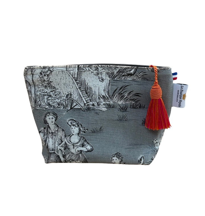 Trousse maquillage - Toile de Jouy Pastorale Gris