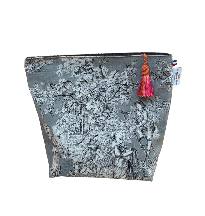 Trousse de Toilette - Toile de Jouy Pastorale Gris
