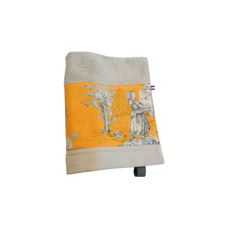 LINGE DE BAIN - COLLECTION PASTORALE MOUTARDE - EPONGE GRISE
