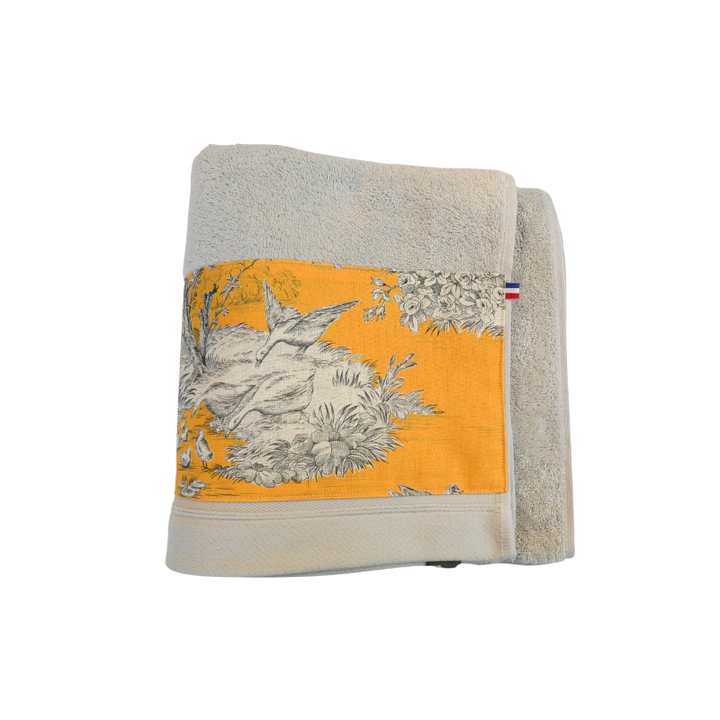 LINGE DE BAIN - COLLECTION PASTORALE MOUTARDE - EPONGE GRISE