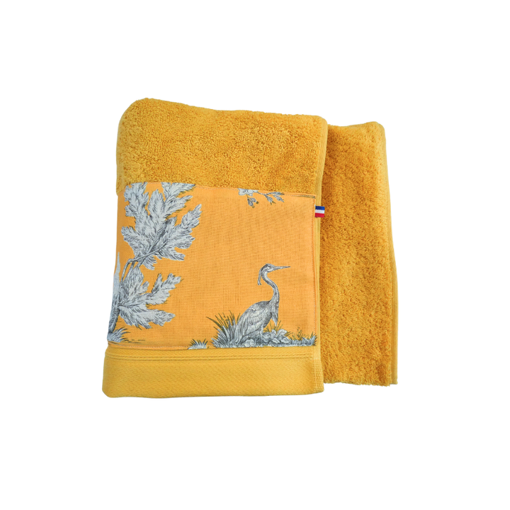 LINGE DE BAIN - COLLECTION PASTORALE MOUTARDE - EPONGE GRISE