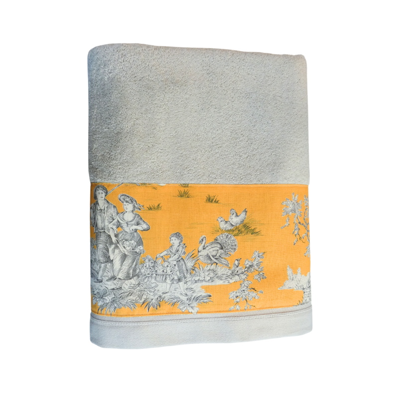 LINGE DE BAIN - COLLECTION PASTORALE MOUTARDE - EPONGE GRISE