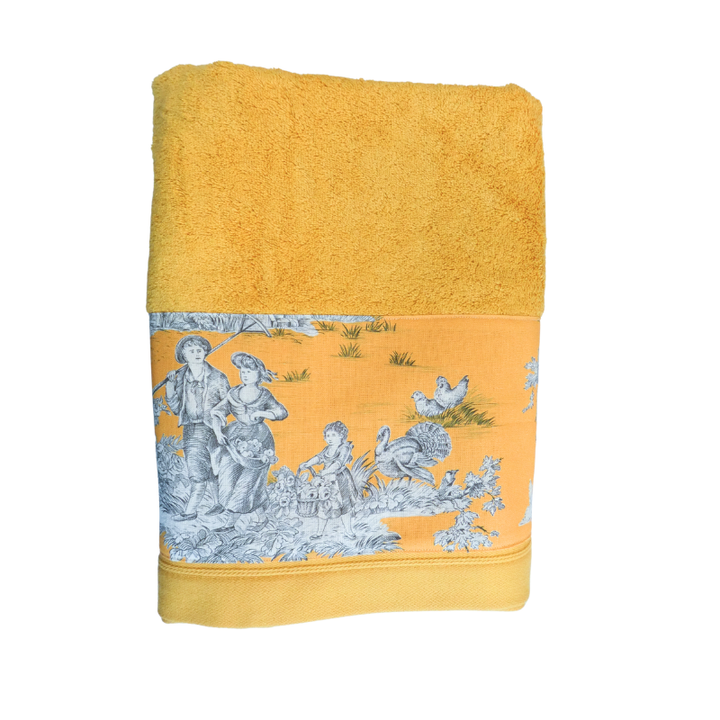 LINGE DE BAIN - COLLECTION PASTORALE MOUTARDE - EPONGE GRISE
