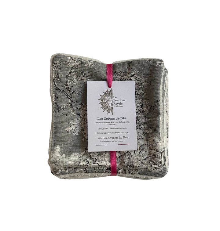 Cotons Démaquillants - Toile de Jouy Pastorale Gris