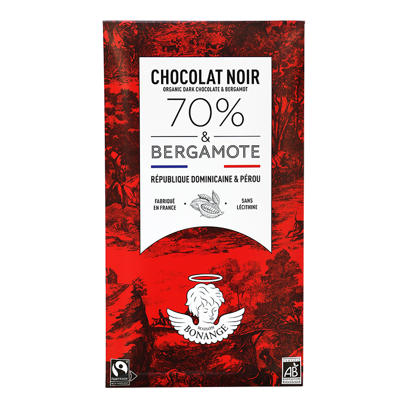 Noir 70% Bio & Bergamote 80g