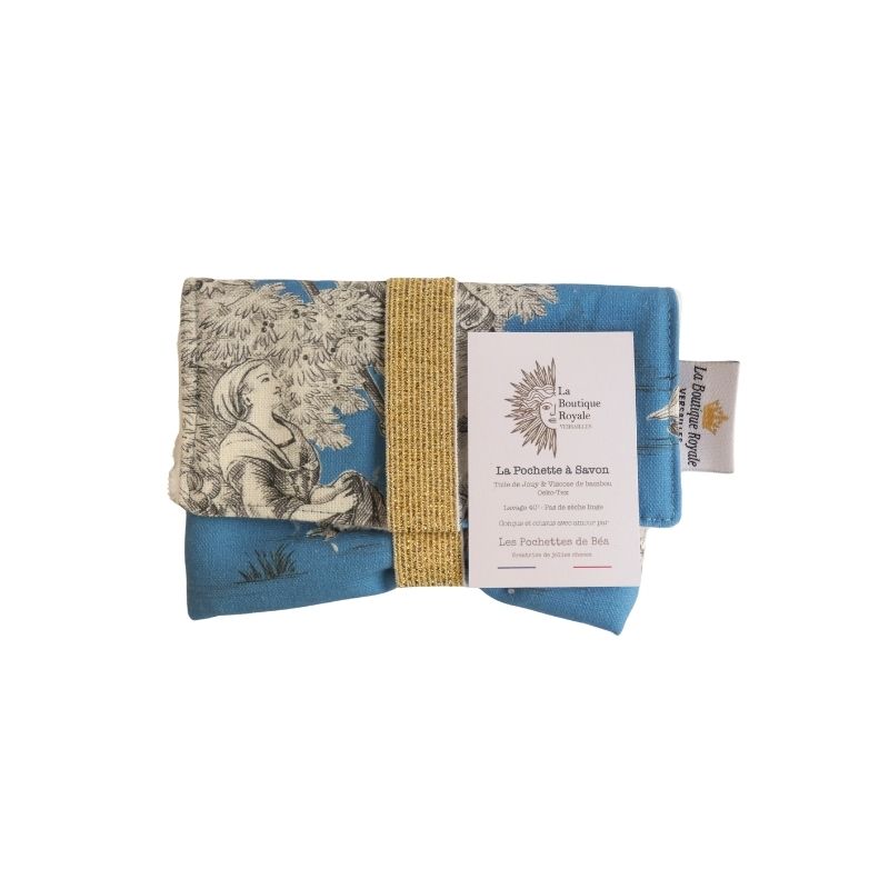 Pochette à Savon - Collection Toile de Jouy Pastorale Bleu Glacier