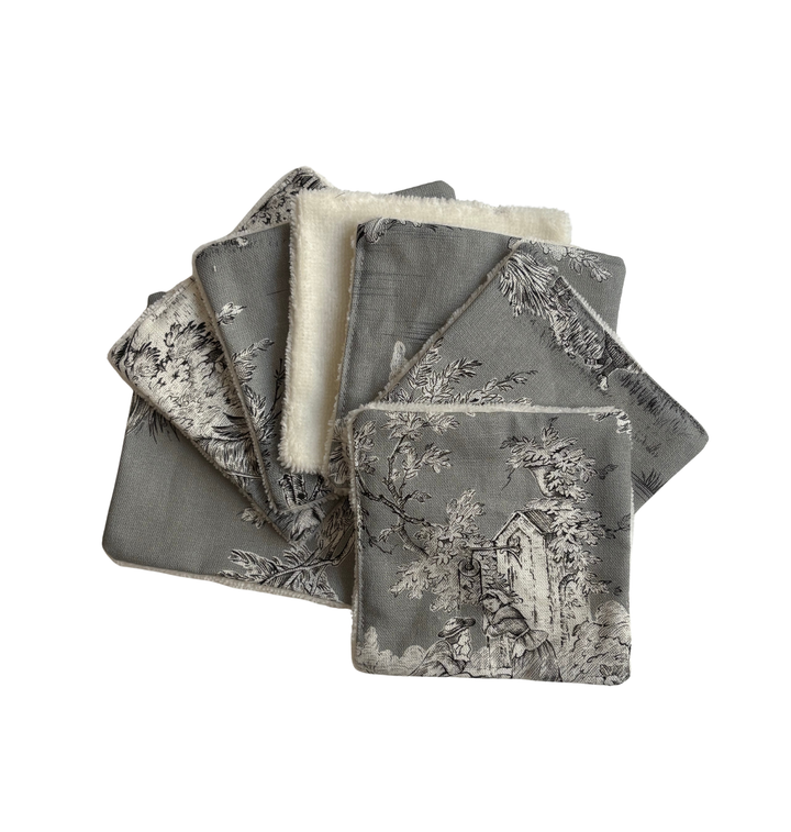 Cotons Démaquillants - Toile de Jouy Pastorale Gris