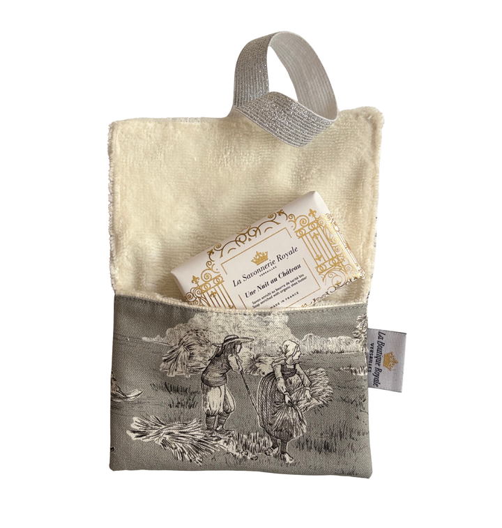 Pochette à Savon - Toile de Jouy Pastorale Gris