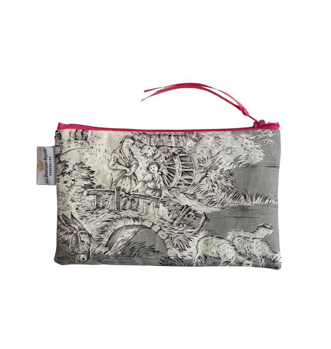 Trousse matelassée - Toile de Jouy Pastorale Gris
