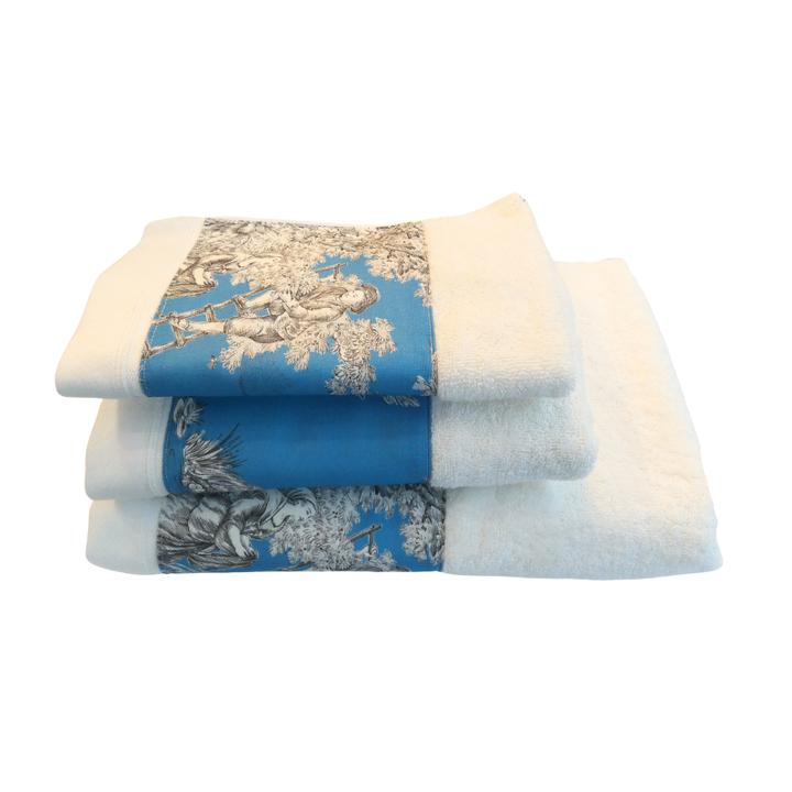 LINGE DE BAIN - COLLECTION PASTORALE BLEU GLACIER - EPONGE GRISE