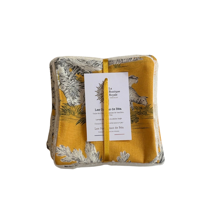 Cotons Démaquillants - Toile de Jouy Pastorale Jaune