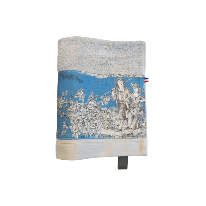 LINGE DE BAIN - COLLECTION PASTORALE BLEU GLACIER - EPONGE GRISE