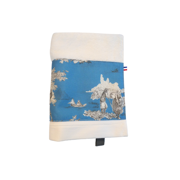 LINGE DE BAIN - COLLECTION PASTORALE BLEU GLACIER - EPONGE GRISE