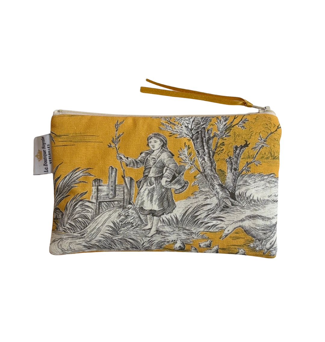 Trousse matelassée - Toile de Jouy Pastorale Jaune