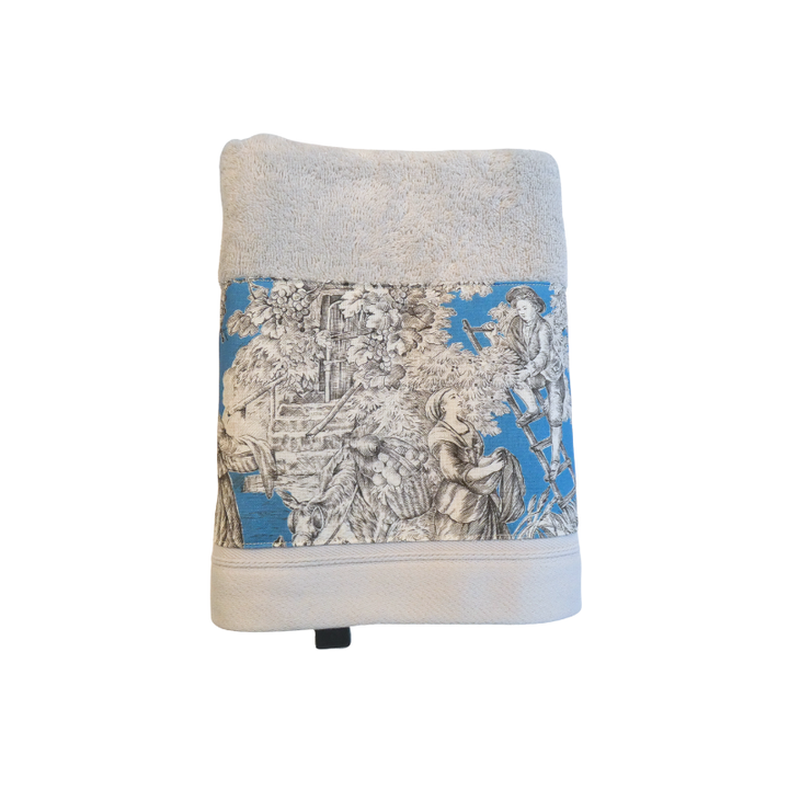 LINGE DE BAIN - COLLECTION PASTORALE BLEU GLACIER - EPONGE GRISE