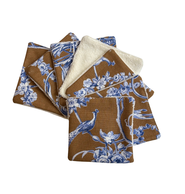 Cotons Démaquillants - Toile de Jouy Ludivine Bleu Camel