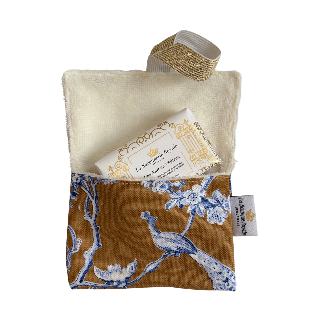 Pochette à Savon - Toile de Jouy Ludivine Bleu Camel