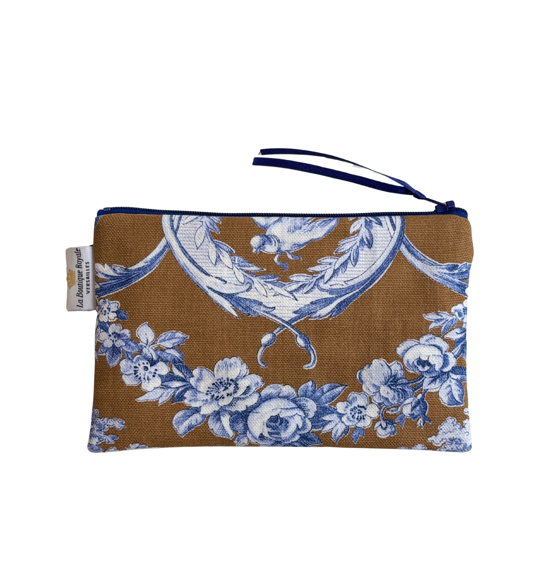 Trousse matelassée - Toile de Jouy Ludivine Bleu Camel