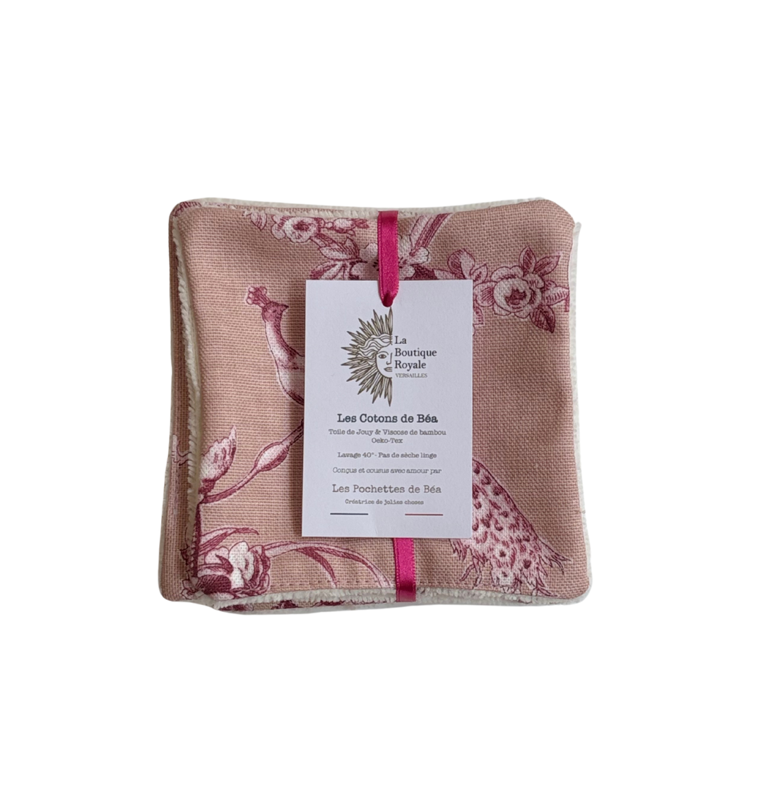 Cotons Démaquillants - Toile de Jouy Ludivine Rose Poudré