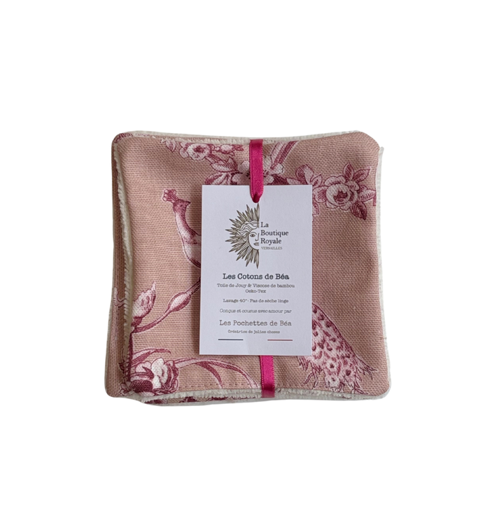 Cotons Démaquillants - Toile de Jouy Ludivine Rose Poudré