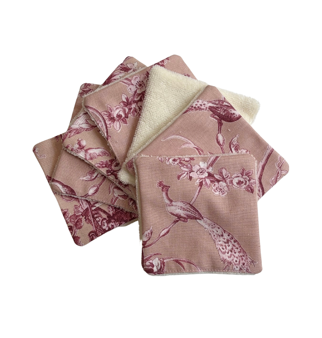 Cotons Démaquillants - Toile de Jouy Ludivine Rose Poudré