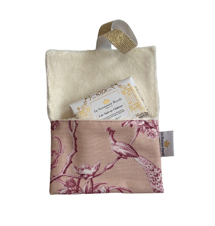 Pochette à Savon - Toile de Jouy Ludivine Rose Poudré