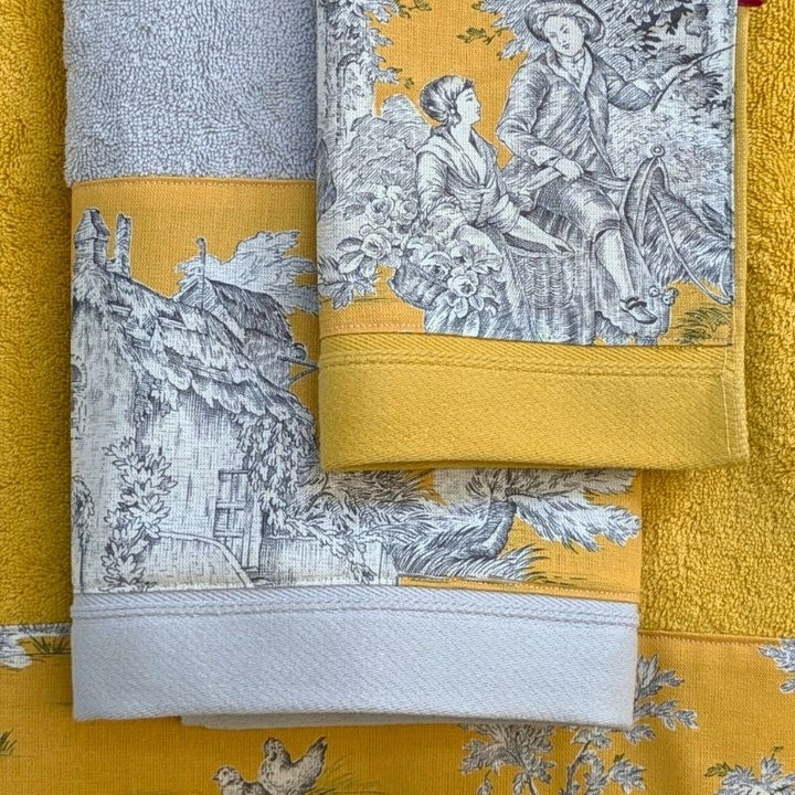 LINGE DE BAIN - COLLECTION PASTORALE MOUTARDE - EPONGE MOUTARDE