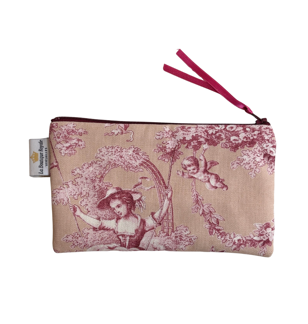 Trousse matelassée - Toile de Jouy Ludivine Rose Poudré