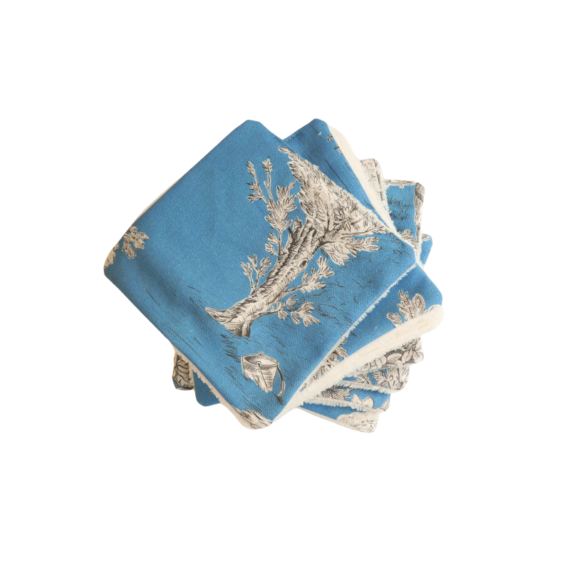 Cotons Démaquillants - Collection Toile de Jouy Pastorale Bleu Glacier