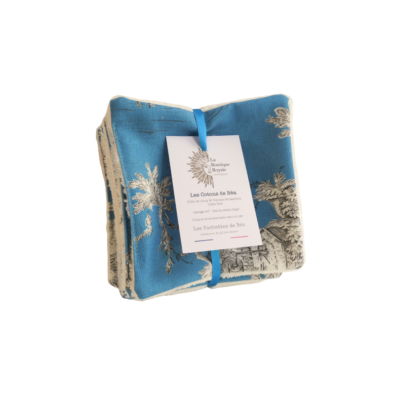 Cotons Démaquillants - Collection Toile de Jouy Pastorale Bleu Glacier