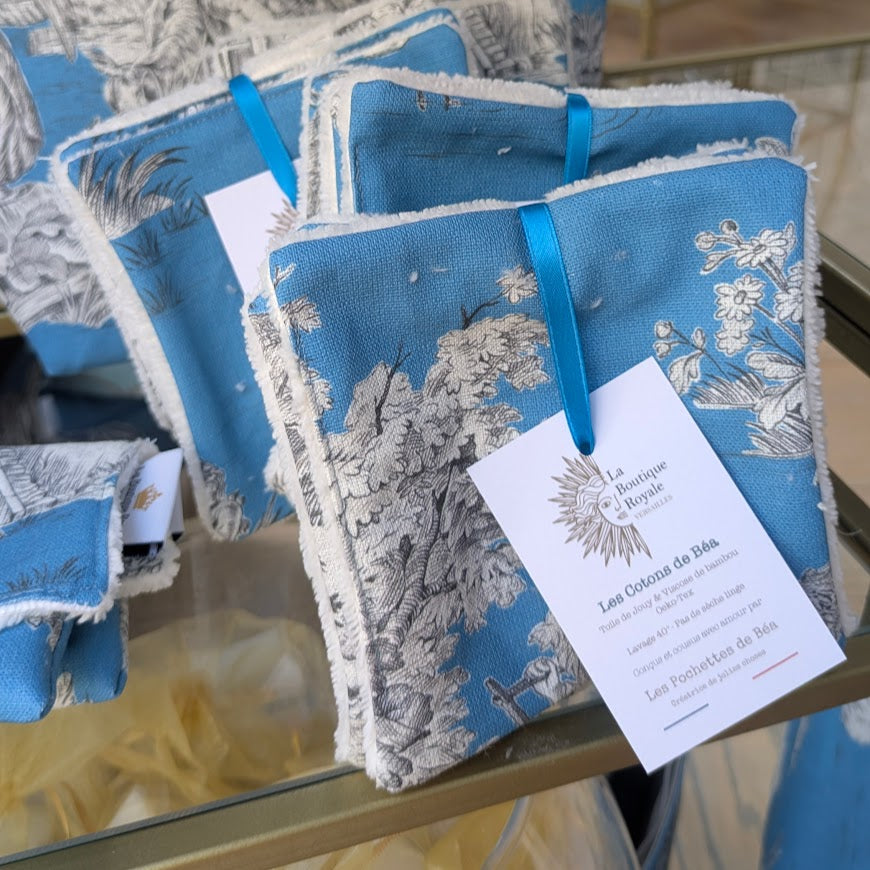 Cotons Démaquillants - Collection Toile de Jouy Pastorale Bleu Glacier