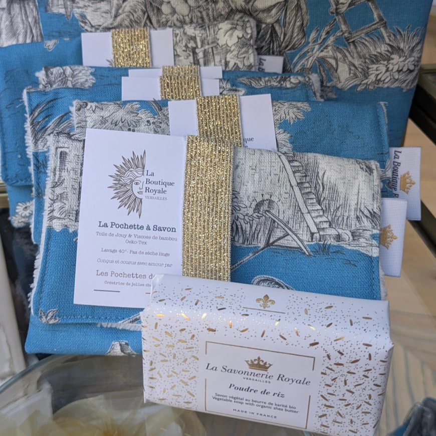 Pochette à Savon - Collection Toile de Jouy Pastorale Bleu Glacier