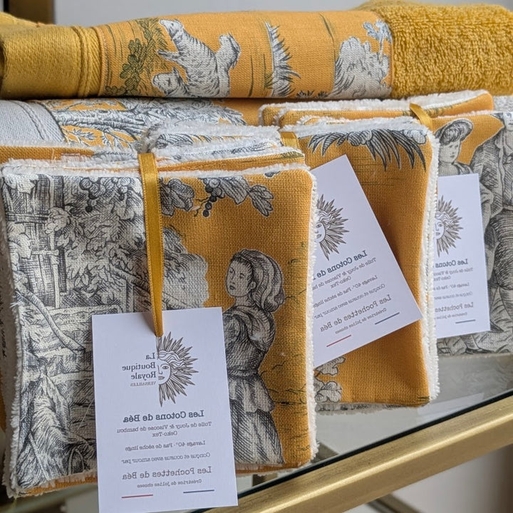 Cotons Démaquillants - Collection Toile de Jouy Pastorale Jaune