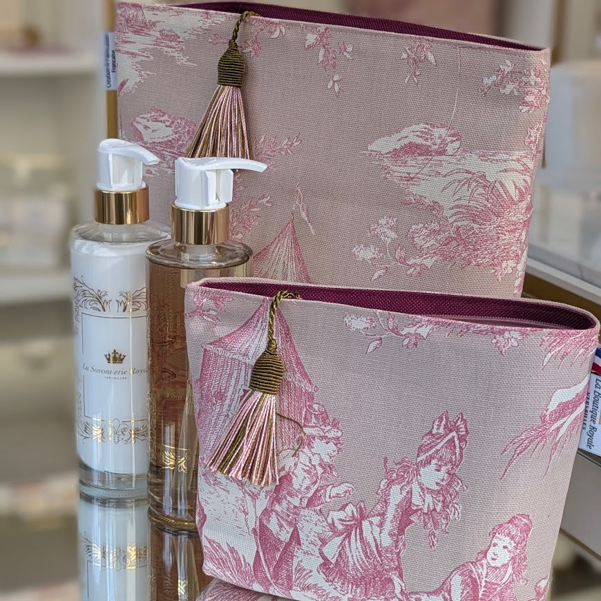 Trousse de Toilette - Collection Toile de Jouy Bord de mer Rose Poudré