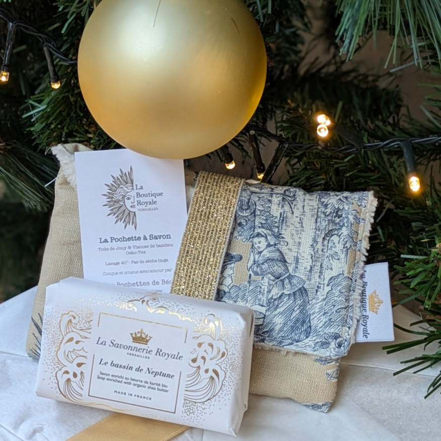 Pochette à Savon - Collection Toile de Jouy Pastorale Bleu fond Beige