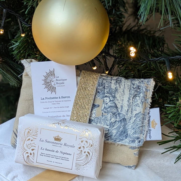 Pochette à Savon - Collection Toile de Jouy Pastorale Bleu fond Beige